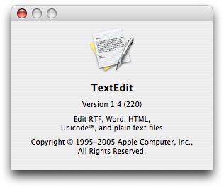 TextEdit 1.4 About page