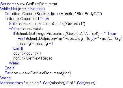 Midas Rich Text LSX script to find missing ALT tags