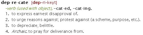 Dictionary definition of deprecate