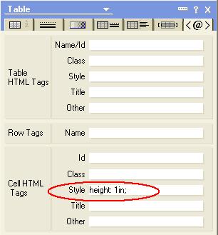 HTML settings for height